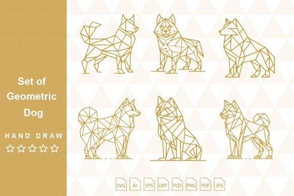 Download Set of Geometric Dog Polygonal Lines - Line Collection