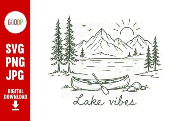 Download Lake Vibes Mountain Canoe Camping SVG - Mountain Collection