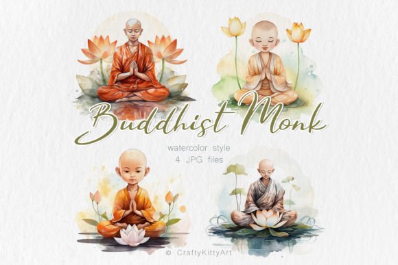 Download Buddha Buddhist Monk JPG Watercolor Art - Premium Resources