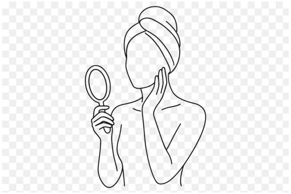 Download Faceless Woman Skincare Line Art - Line Collection