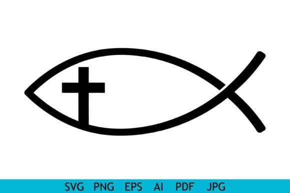 Download Christian Fish Cross Line Symbol - Line Collection