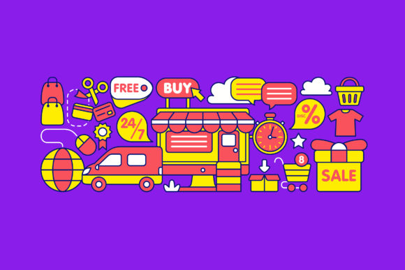 Download Online Shop Graphic Element - Line Collection