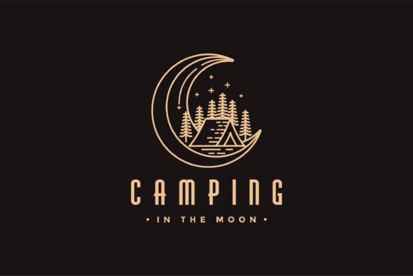 Download Line Art Camping in the Moon Logo - Line Collection
