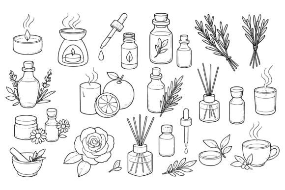 Download Aromatherapy Essentials Line Art - Line Collection