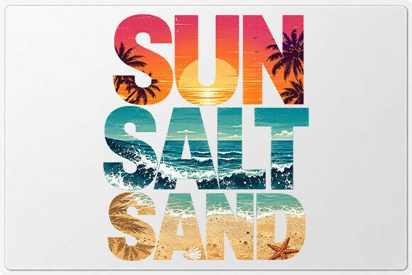 Download Sun Salt Sand Beach Typography PNG - Typography Collection