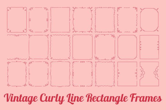 Download Vintage Curly Line Rectangle Frames - Line Collection