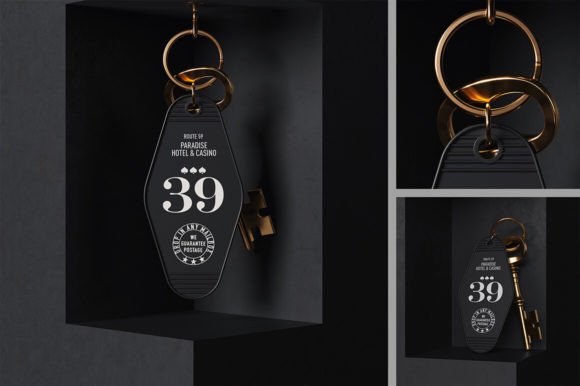 Download Hotel Keychain with Vintage Key Mockup - Premium Resources