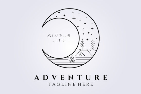 Download Night Camping on the Moon Logo Line Art - Line Collection