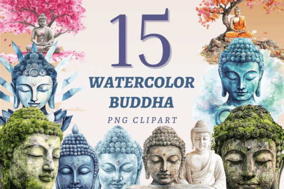 Download Watercolor Buddha PNG Bundle - Buddha Collection