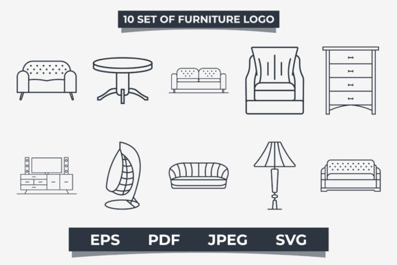 Download Set of Furniture Logo Line Art Style - Line Collection