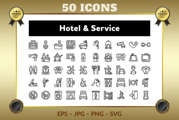 Download Hotel &amp; Service Outline Icons - Line Collection