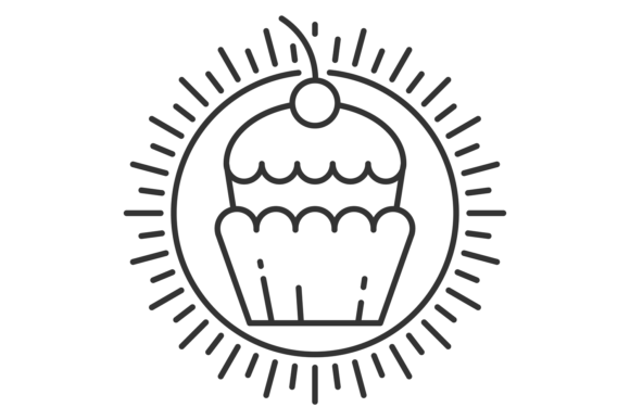 Download Cupcake Logo. Thin Line Sweet Pastry Ico - Line Collection